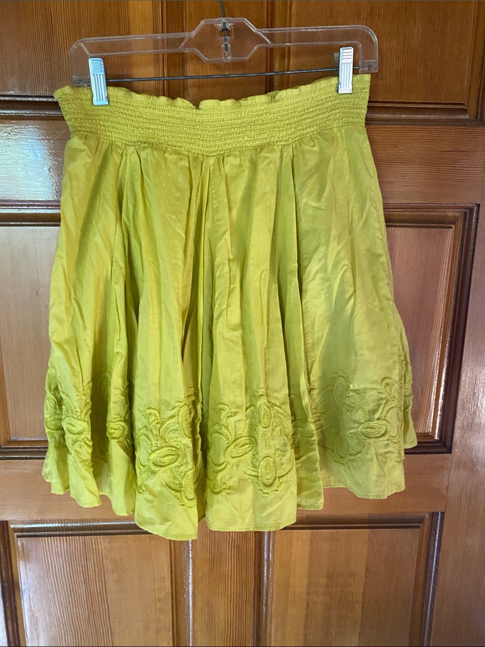 Banana Republic chartruse Embroidered Skater Skirt